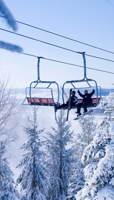 Chairlift with snow
