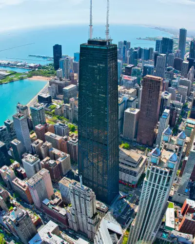 An aerial view of the skyscrapers of the Chicago Loop. (Bob Stefko)