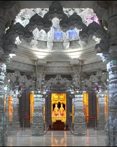 The interior of a hindu temple