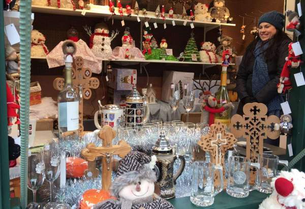 A woman browses for holiday gifts