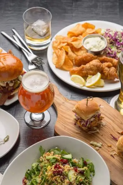 Food and drinks on a table