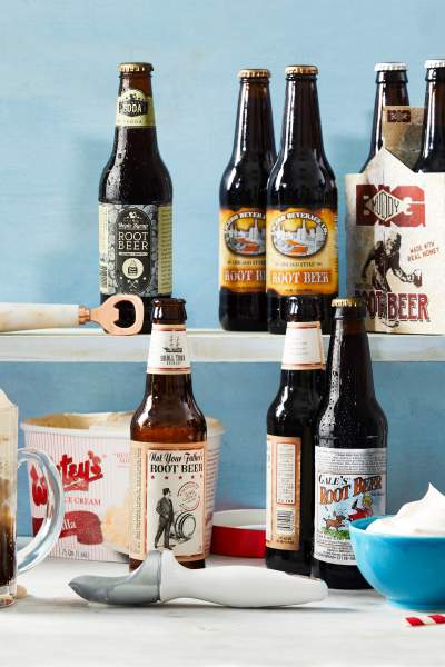 A selection of craft root beers and ice cream floats