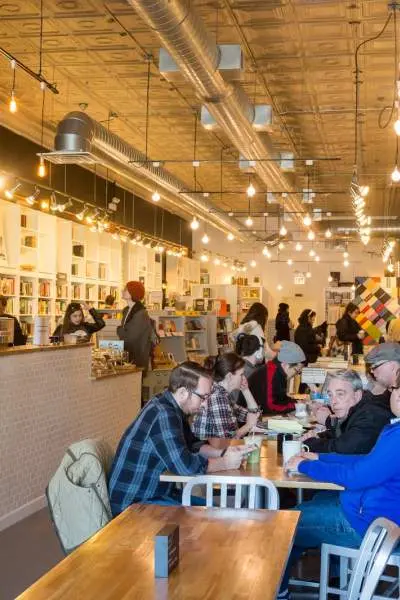 Interior of volumes cafe and bookshop