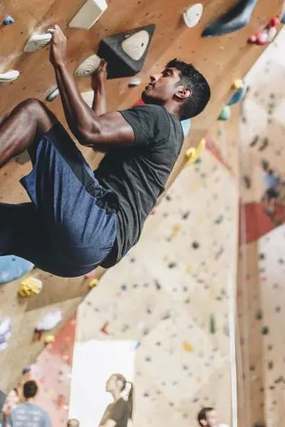 A man rock climbing