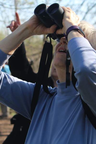 Two women with binoculars