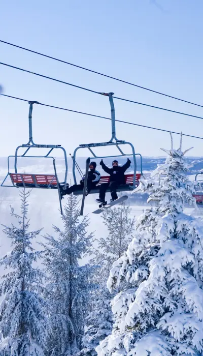 Chairlift with snow