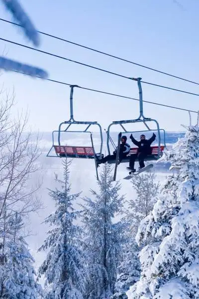 Chairlift with snow