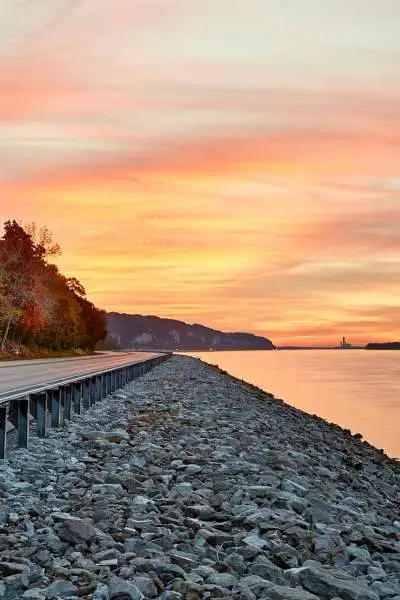 A road along water