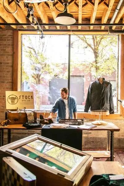 Interior of mens clothing store